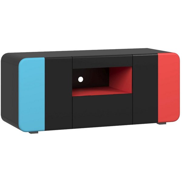 trendteam Lowboard LevelUp, Gaming Tv Schrank Softclose Rot Blau Schwarz 115 x 49 x 42 cm