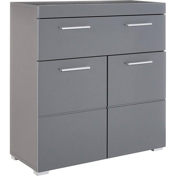 trendteam Sideboard, Badkommode Badezimmerschrank Grau Hochglanz BxHxT: 73 x 79 x 31 cm