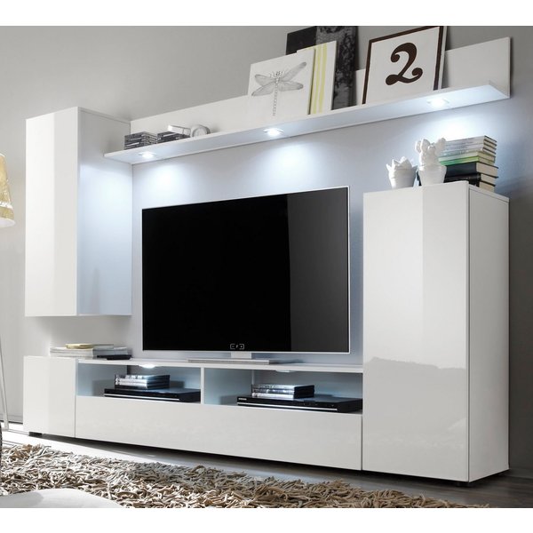 trendteam Wohnwand Dos, in weiß Hochglanz, 4-teilig, Breite 210 cm