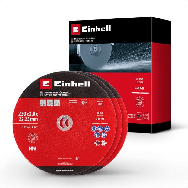 Einhell Trennscheiben Original Einhell 3-tlg. Dünntrennscheiben-Set für Metall, Ø 230 mm (2, (3-tlg), Original Einhell 3-tlg. Dünntrennscheiben-Set für Metall, 