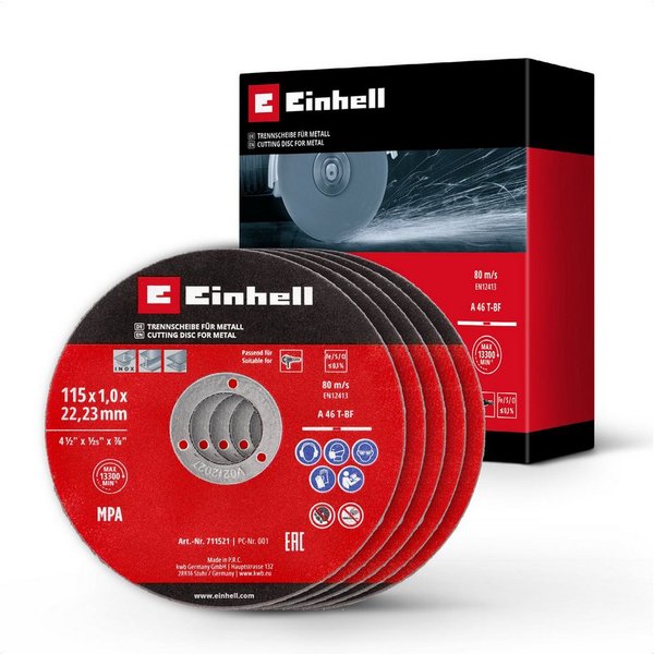 Einhell Trennscheiben Original Einhell 5-tlg. Dünntrennscheiben-Set für Metall, Ø 115 mm (1, (5-tlg), Original Einhell 5-tlg. Dünntrennscheiben-Set für Metall, 