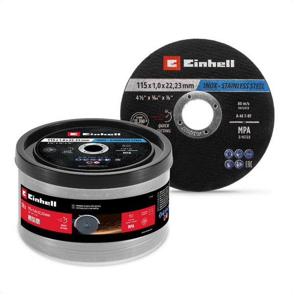 Einhell Trennscheiben Original Einhell Trennscheiben Metall, 50-tlg., Ø 115 mm in Dose (Schn, (711526-tlg), Das 50-teilige Trennscheibenset Metall von Original 