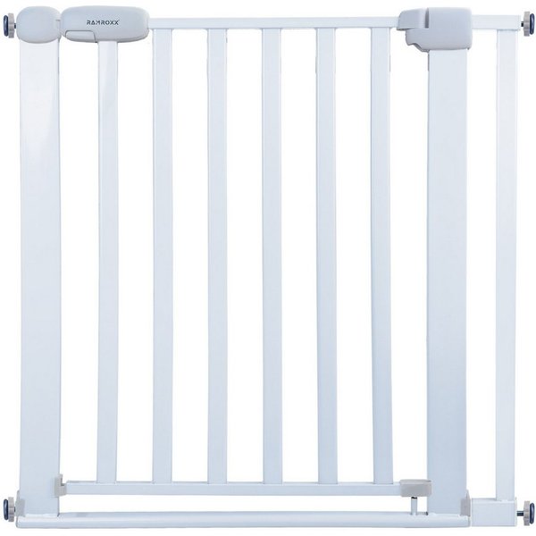 RAMROXX Treppenschutzgitter 82-92cm Türgitter Weiß RAMROXX Kindersicherung 77cm Hoch