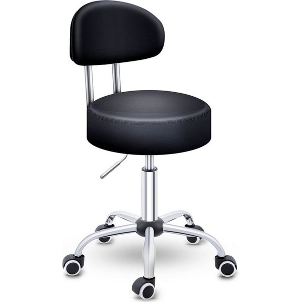 TRESKO Drehhocker Rollhocker mit Lehne, Arbeitshocker höhenverstellbar 46-58 cm, Bürostuhl mit Rollen Hocker Drehstuhl Kosmetikhocker