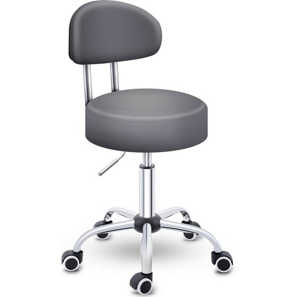 TRESKO Drehhocker Rollhocker mit Lehne, Arbeitshocker höhenverstellbar 46-58 cm, Bürostuhl mit Rollen Hocker Drehstuhl Kosmetikhocker