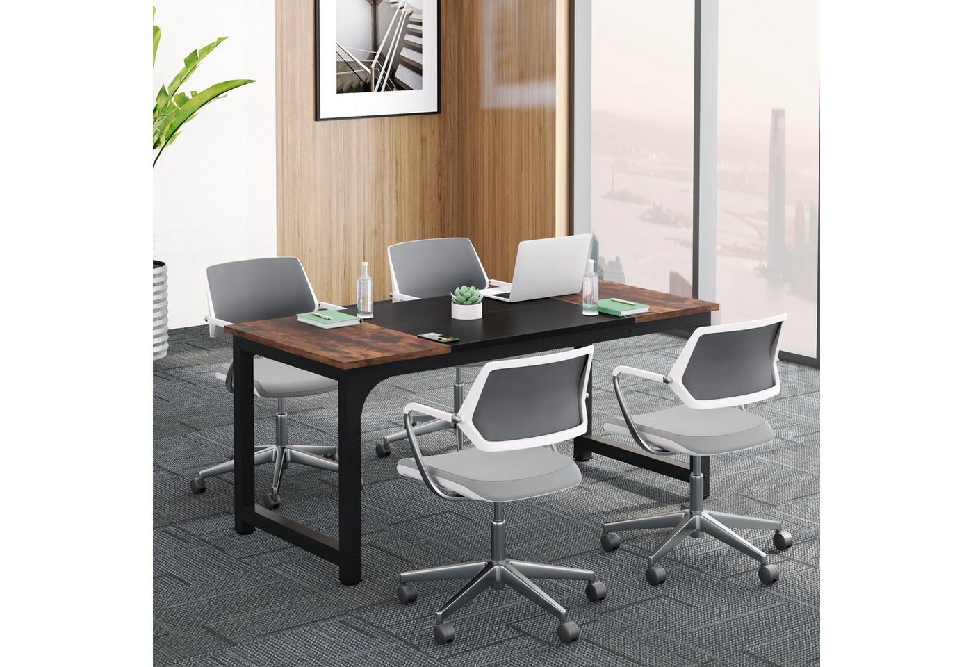 Tribesigns Arbeitstisch 160/180x80 cm, großer Industrial Computertisch für Homeoffice, Breite 160 cm,Breite 180 cm – Bild 3 von 5