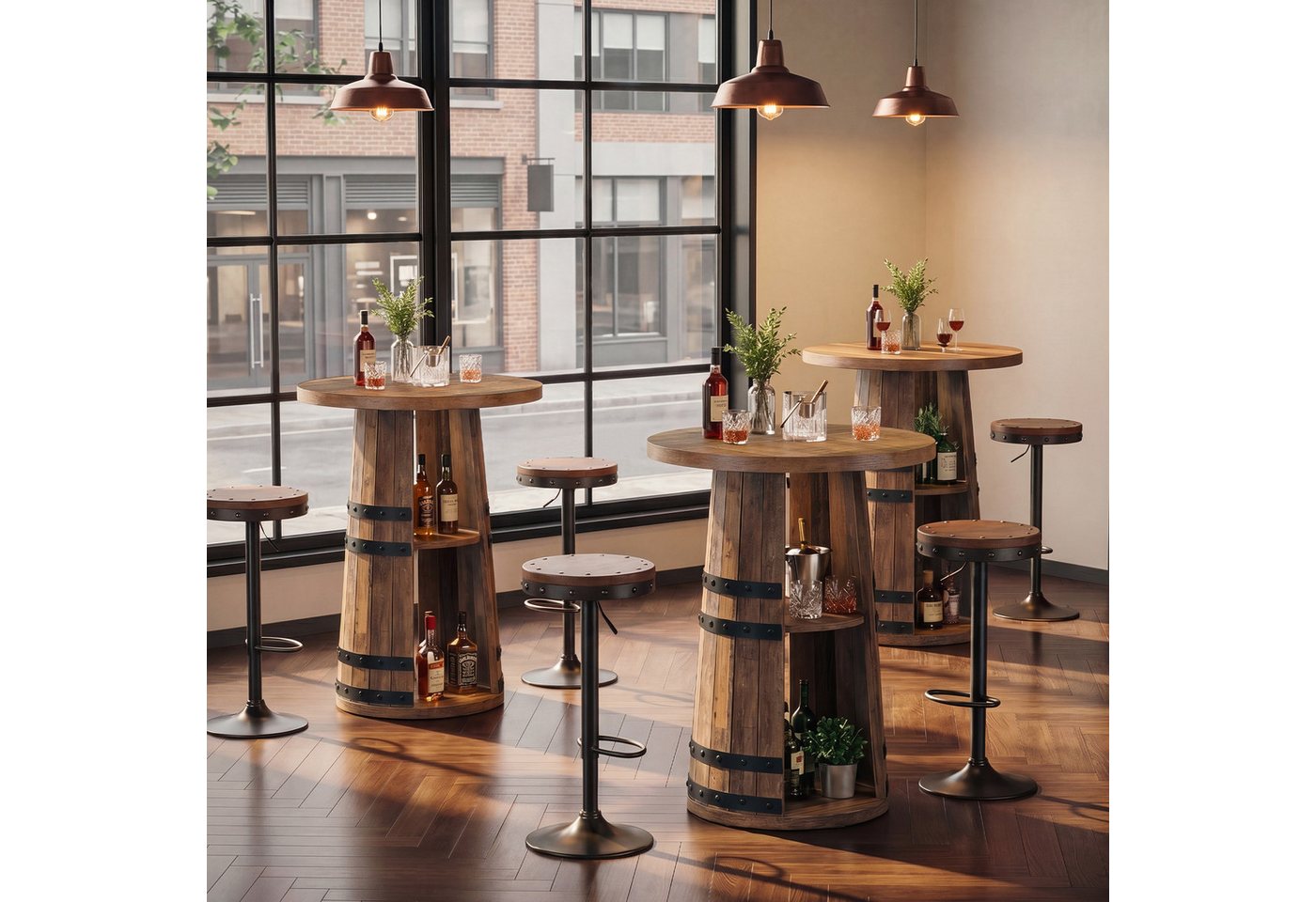 Tribesigns Bartisch 90 cm runder Stehtisch, Bistrotisch, Küchentisch mit 2 Ablageflächen – Bild 5 von 5