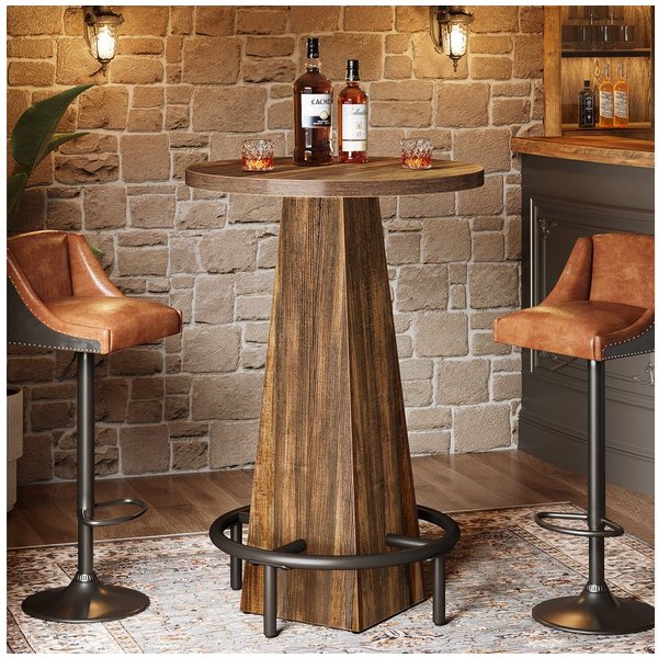 Tribesigns Bartisch 95cm hoher runder Stehtisch, Bistrotisch, Küchentisch, für kleine Bars