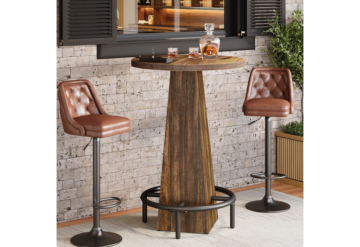 Tribesigns Bartisch 95cm hoher runder Stehtisch, Bistrotisch, Küchentisch, für kleine Bars – Bild 2 von 5