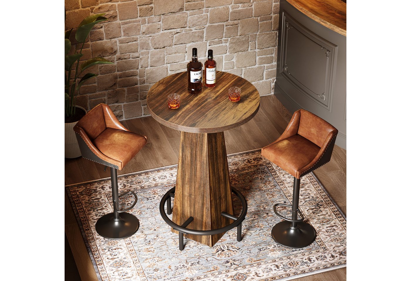 Tribesigns Bartisch 95cm hoher runder Stehtisch, Bistrotisch, Küchentisch, für kleine Bars – Bild 4 von 5