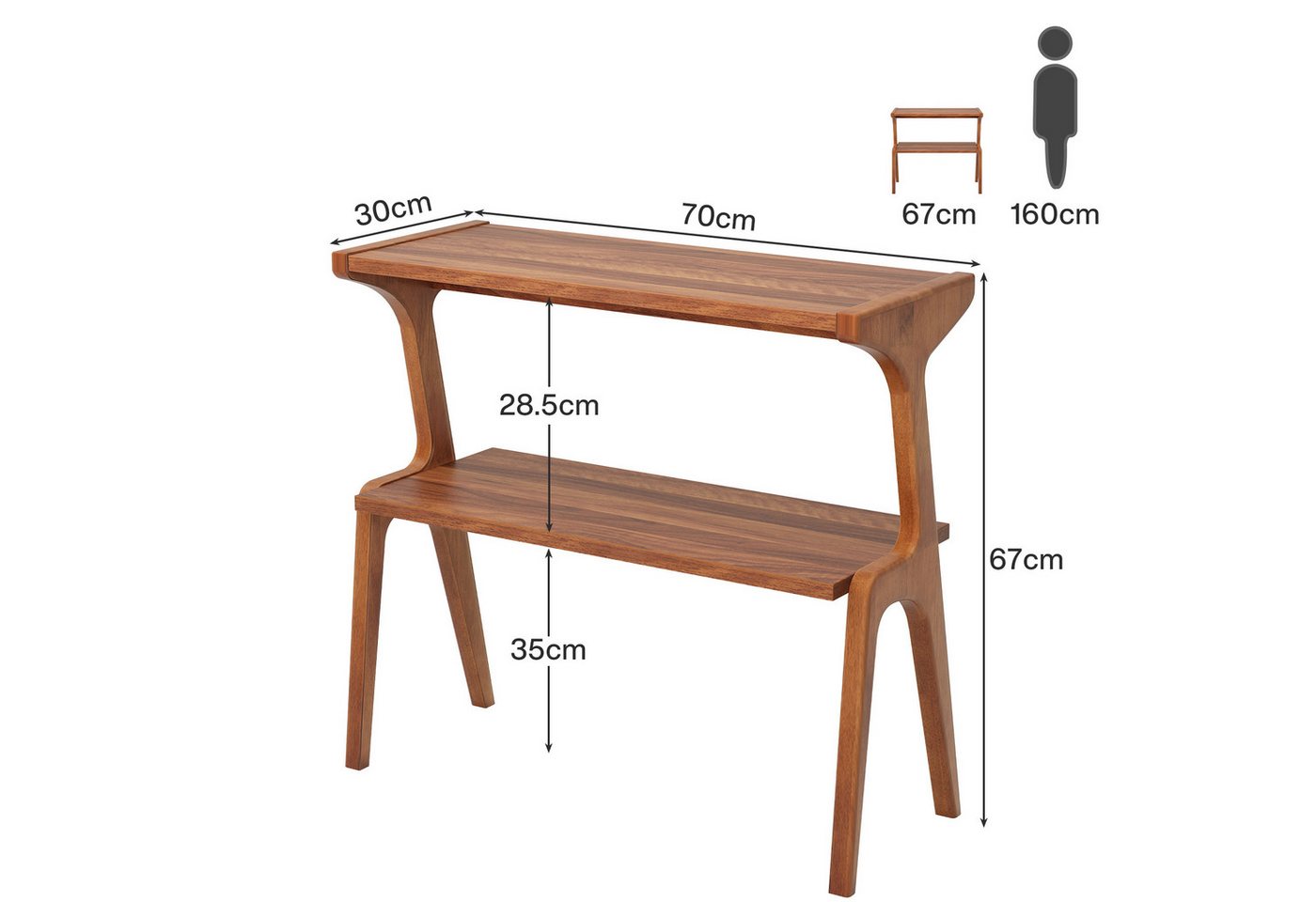 Tribesigns Beistelltisch 2-tier Sofatisch mit Massivholzbeinen, Beistelltisch mit Ablagefläche (1 x Beistelltisch - 1 x Zubehörpaket - 1 x Anleitung), schlanker – Bild 4 von 5