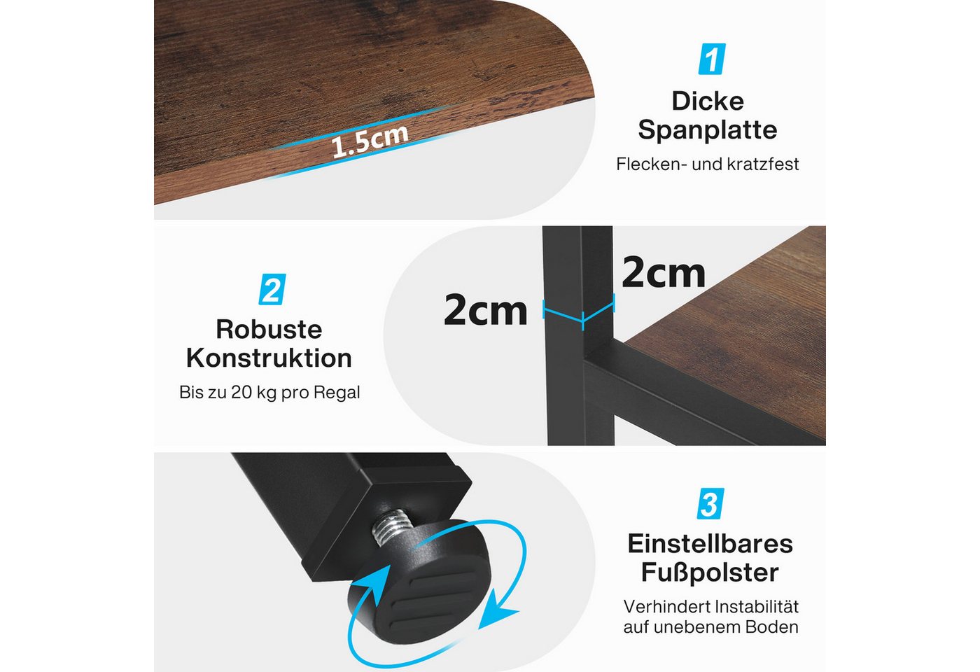 Tribesigns Bücherregal 176cm Hoch Standregal, Freistehende 12 offene Regale, Bücherregale aus Holz mit Metallrahmen für Wohnzimmer, Schlafzimmer – Bild 4 von 5