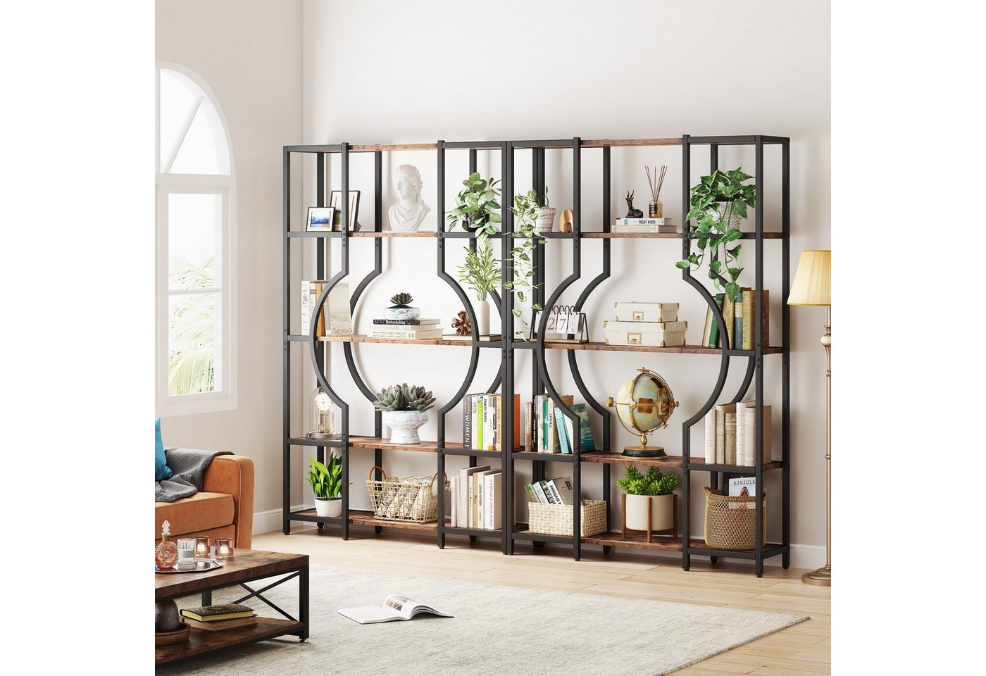 Tribesigns Bücherregal 176cm Hoch Standregal, Freistehende 12 offene Regale, Bücherregale aus Holz mit Metallrahmen für Wohnzimmer, Schlafzimmer – Bild 5 von 5