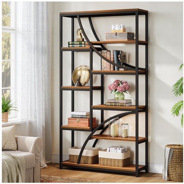 Tribesigns Bücherregal 180 cm Regal,9 Ebenen, Geometrischer Bücherschrank mit Offenen Fächern