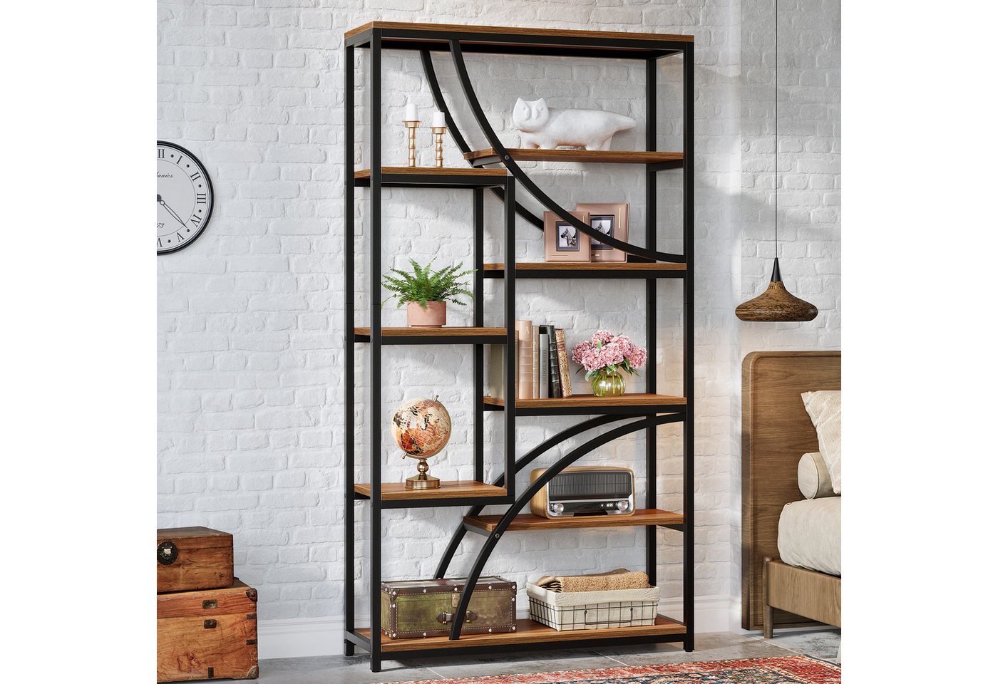 Tribesigns Bücherregal 180 cm Regal,9 Ebenen, Geometrischer Bücherschrank mit Offenen Fächern – Bild 3 von 5