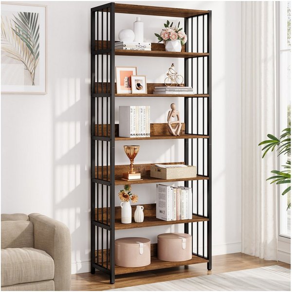 Tribesigns Bücherregal 190 cm Standregal mit 6 Ebenen, industriell Aufbewahrungsregal