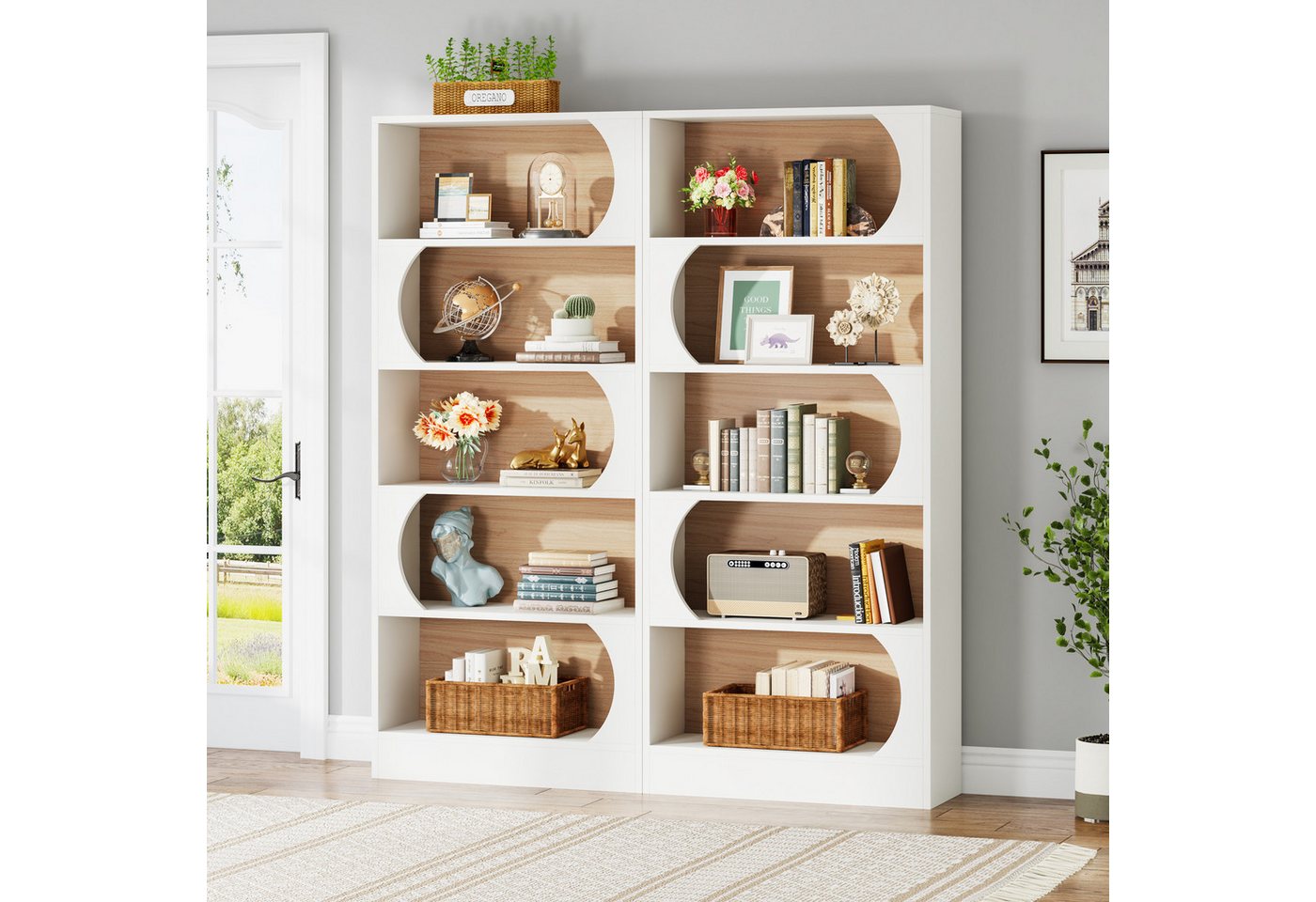 Tribesigns Bücherregal mit 5 Ebenen, 180 cm hoch, freistehendes Bücherregal mit Ablagen – Bild 3 von 5