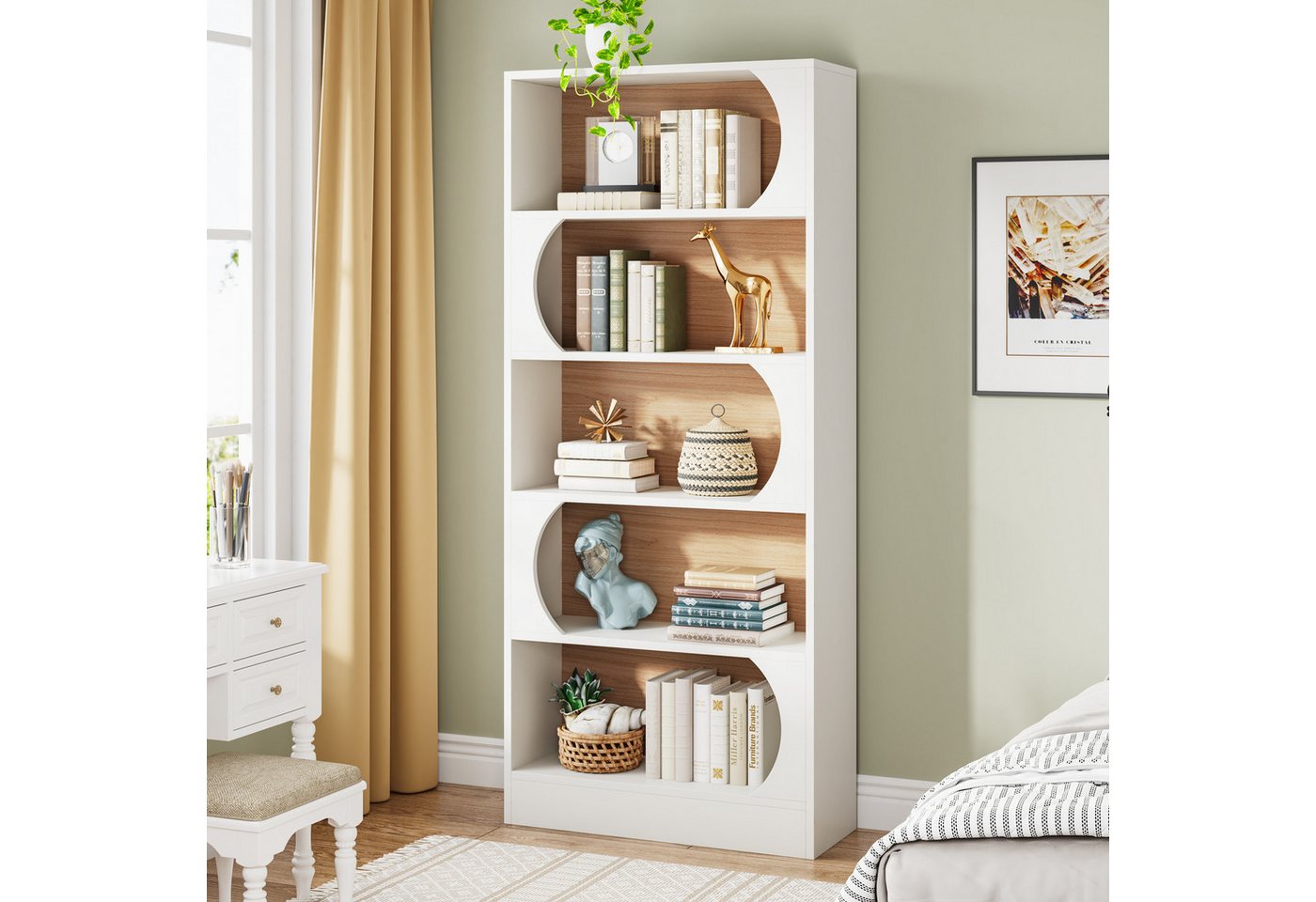 Tribesigns Bücherregal mit 5 Ebenen, 180 cm hoch, freistehendes Bücherregal mit Ablagen – Bild 4 von 5
