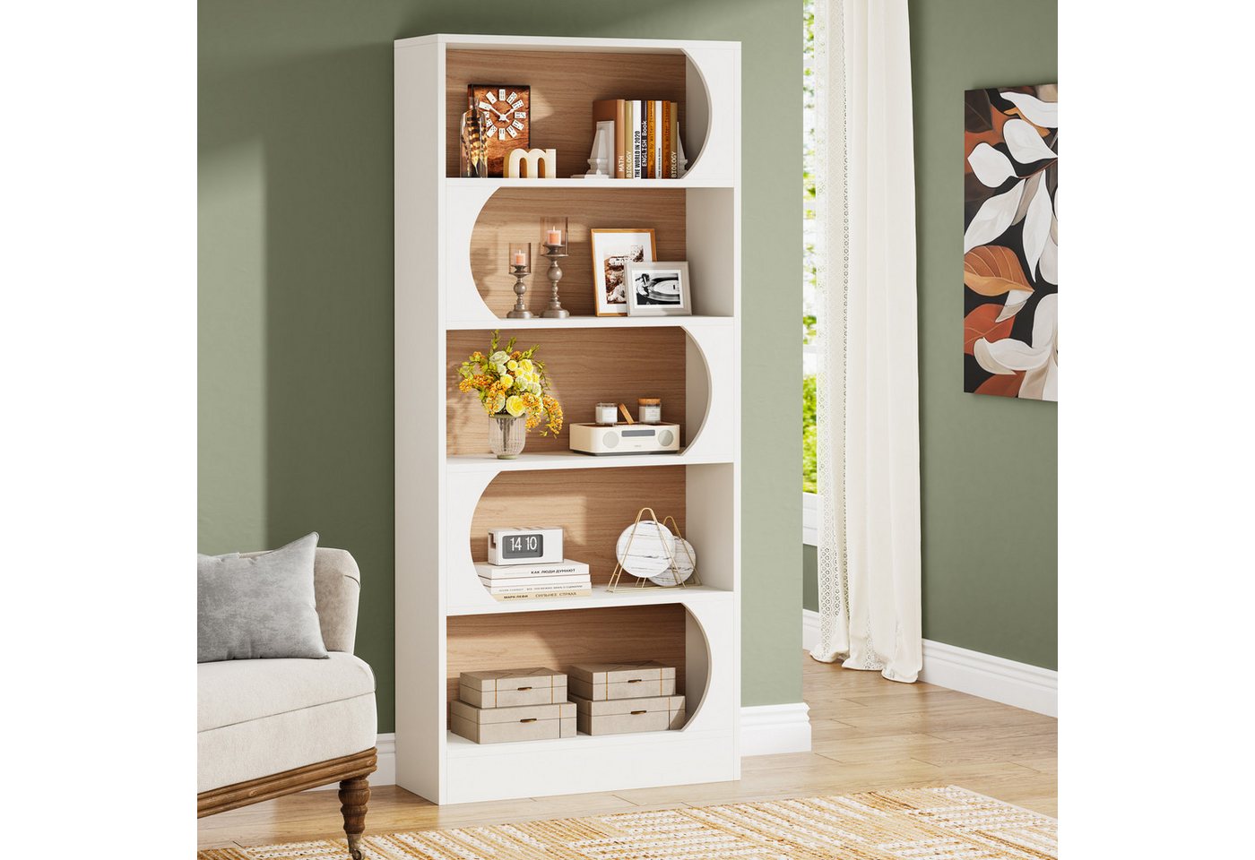 Tribesigns Bücherregal mit 5 Ebenen, 180 cm hoch, freistehendes Bücherregal mit Ablagen – Bild 5 von 5