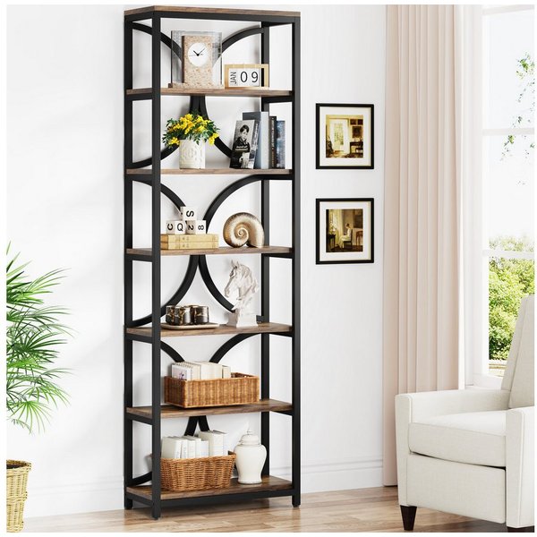 Tribesigns Bücherregal mit 6 Ebenen, 200 cm industrielles Aufbewahrungs Lagerregalen