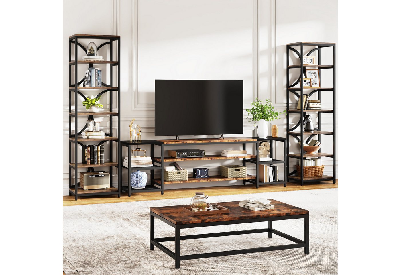 Tribesigns Bücherregal mit 6 Ebenen, 200 cm industrielles Aufbewahrungs Lagerregalen – Bild 4 von 5