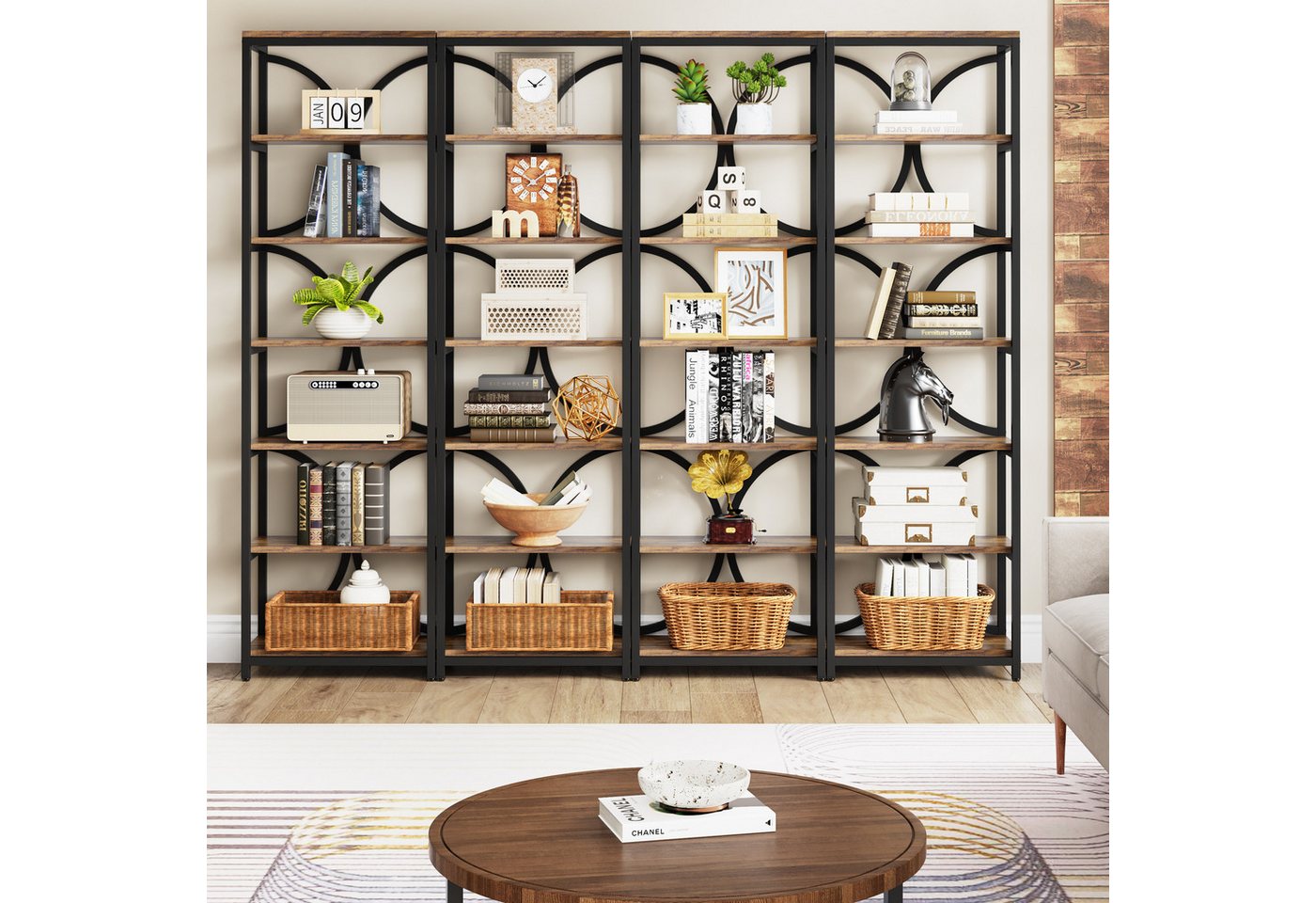 Tribesigns Bücherregal mit 6 Ebenen, 200 cm industrielles Aufbewahrungs Lagerregalen – Bild 5 von 5