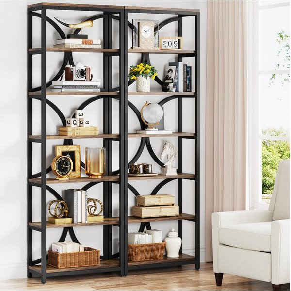 Tribesigns Bücherregal mit 6 Ebenen, 200 cm industrielles Aufbewahrungs Lagerregalen