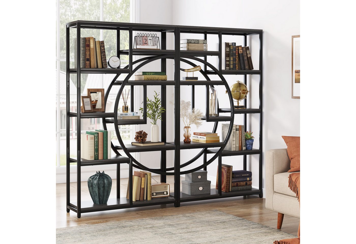 Tribesigns Bücherregal Raumteiler, Standregal mit 9 Ebenen, 175 x 95 x 30 cm – Bild 4 von 5