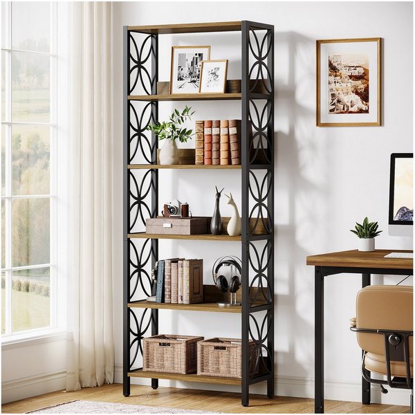 Tribesigns Bücherregal Regal mit 6 Ebenen, 180 cm, industrieller Metallrahmen