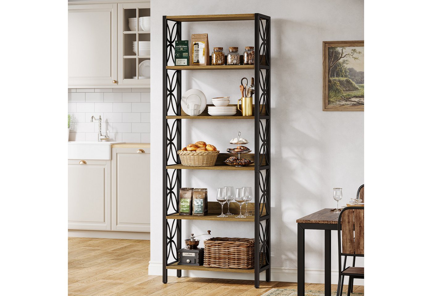 Tribesigns Bücherregal Regal mit 6 Ebenen, 180 cm, industrieller Metallrahmen – Bild 3 von 5