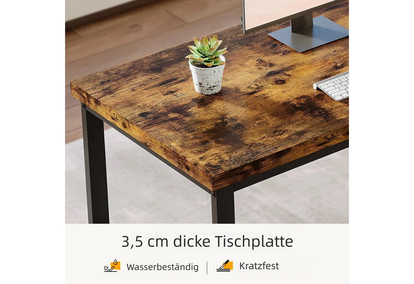 Tribesigns Computertisch 200x60x75cm, doppelter PC-Bürotisch,Industrial Doppelschreibtisch – Bild 4 von 5