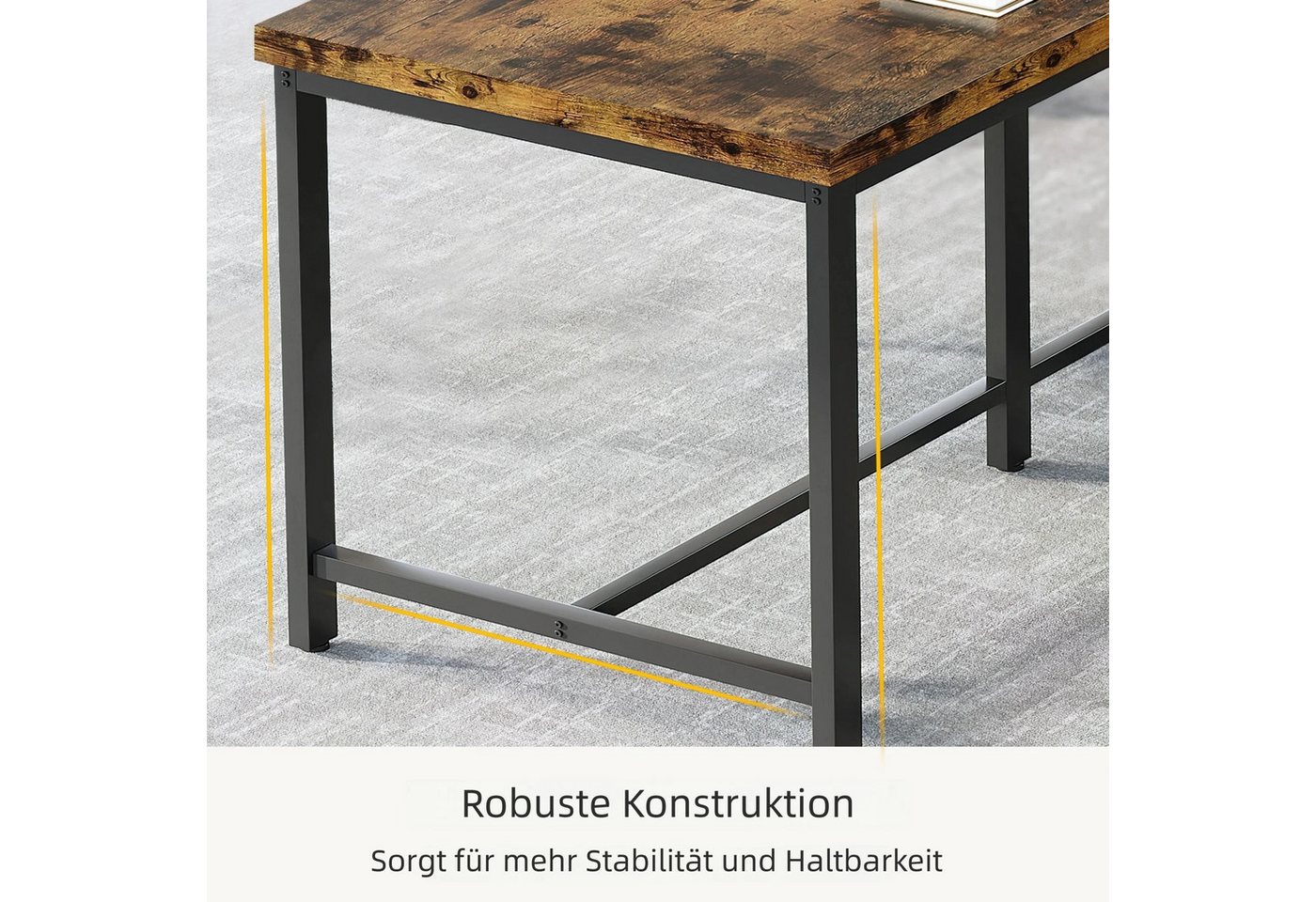 Tribesigns Computertisch 200x60x75cm, doppelter PC-Bürotisch,Industrial Doppelschreibtisch – Bild 5 von 5