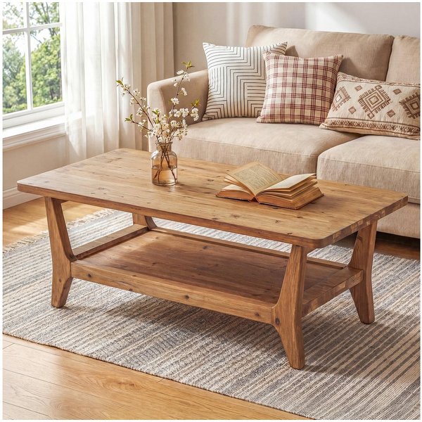 Tribesigns Couchtisch 120 cm Sofatisch, Wohnzimmertisch mit Ablagefläche, 2 Ebenen