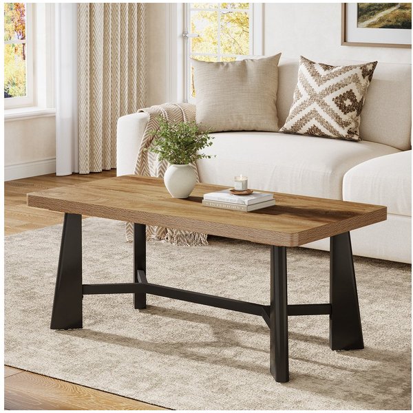 Tribesigns Couchtisch 120 cm Wohnzimmertisch, Landhaus-Industrie-Stil Sofatisch, Mitteltisch
