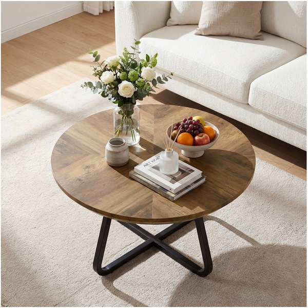 Tribesigns Couchtisch 80 cm Runder beistelltisch, moderner Holztisch Wohnzimmertisch