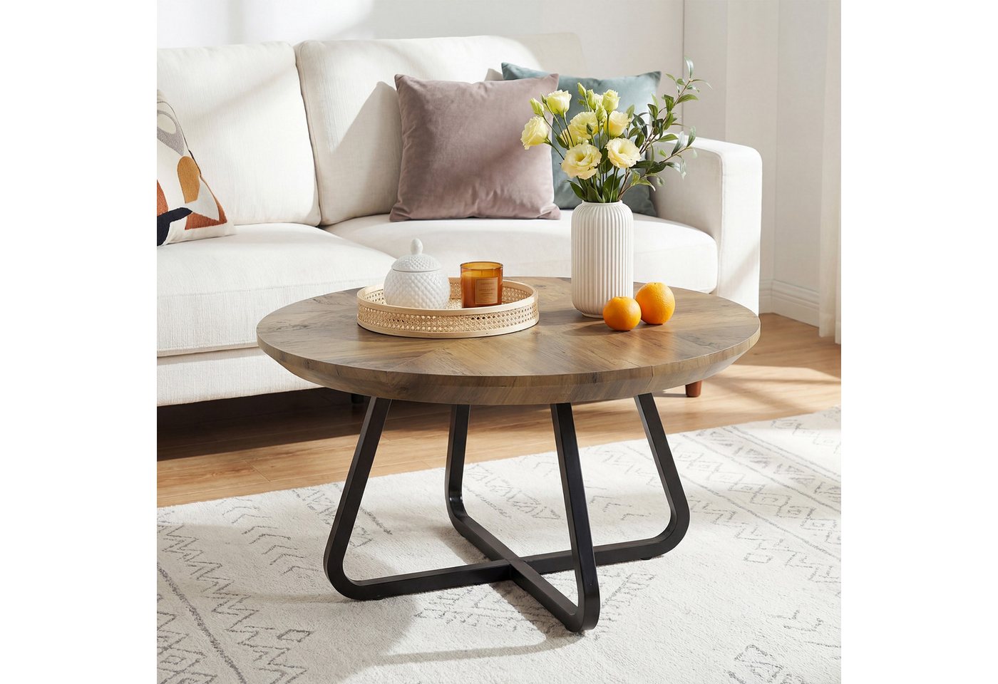 Tribesigns Couchtisch 80 cm Runder beistelltisch, moderner Holztisch Wohnzimmertisch – Bild 3 von 5