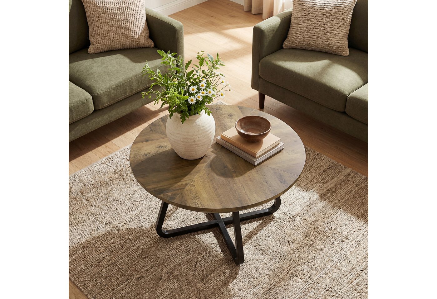 Tribesigns Couchtisch 80 cm Runder beistelltisch, moderner Holztisch Wohnzimmertisch – Bild 4 von 5