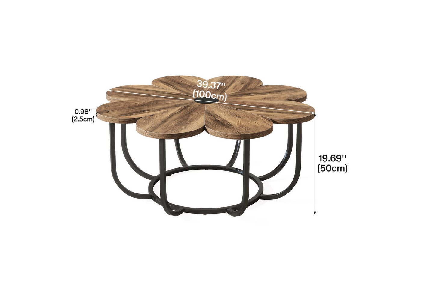 Tribesigns Couchtisch moderner Couchtisch in Blumenform mit Kunstmarmor-Tischplatte, 100 cm – Bild 3 von 5