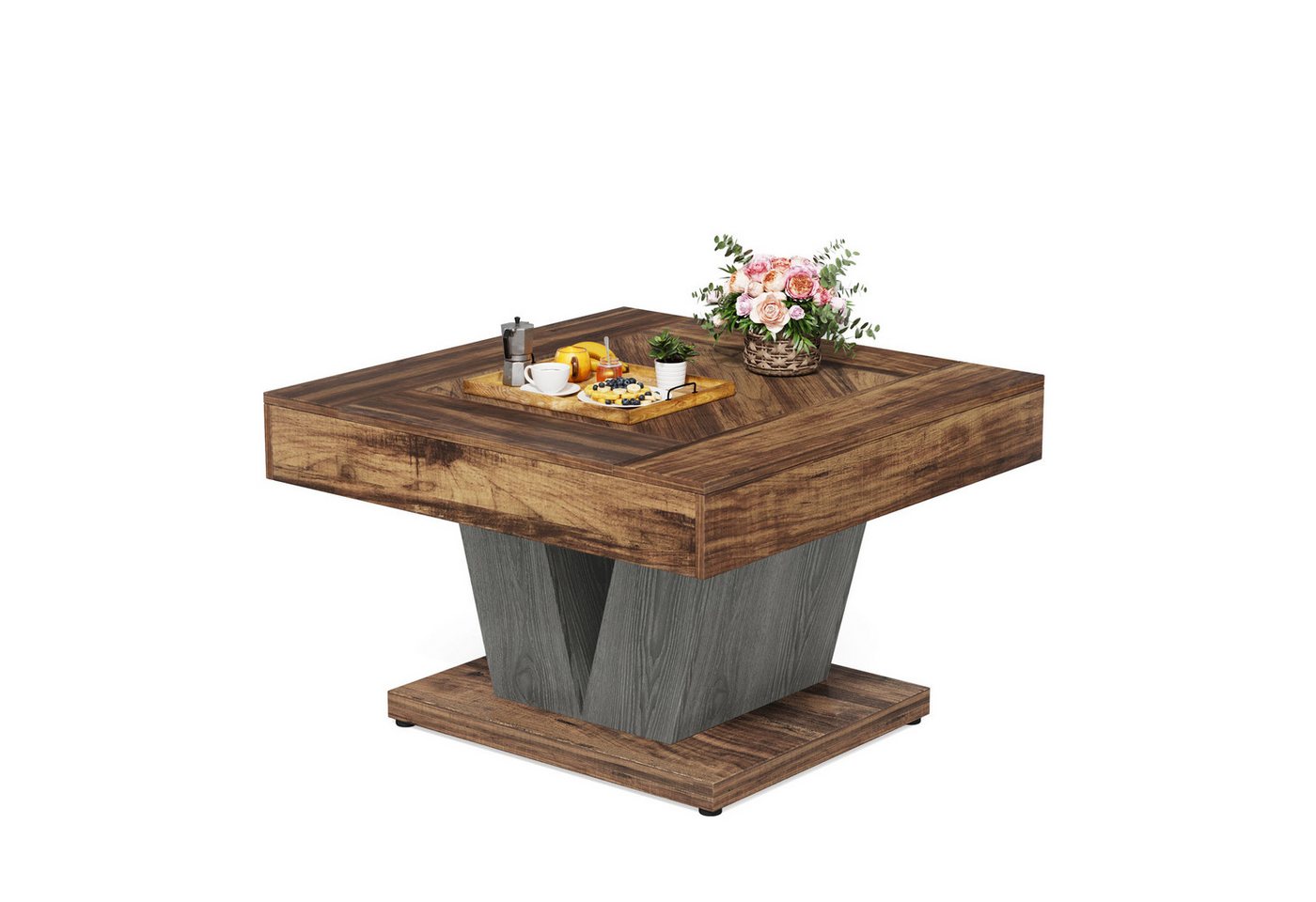 Tribesigns Couchtisch Quadratischer Holz-Couchtisch, moderner Mitteltisch, Cocktail-Teetisch – Bild 2 von 5