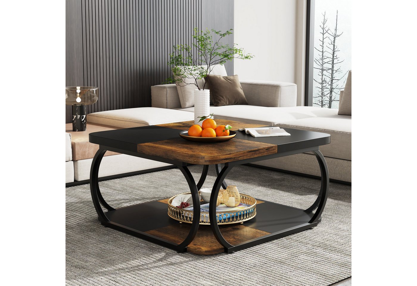 Tribesigns Couchtisch Wohnzimmertisch Quadratisch, 100 x 100 x 50 cm – Bild 2 von 5