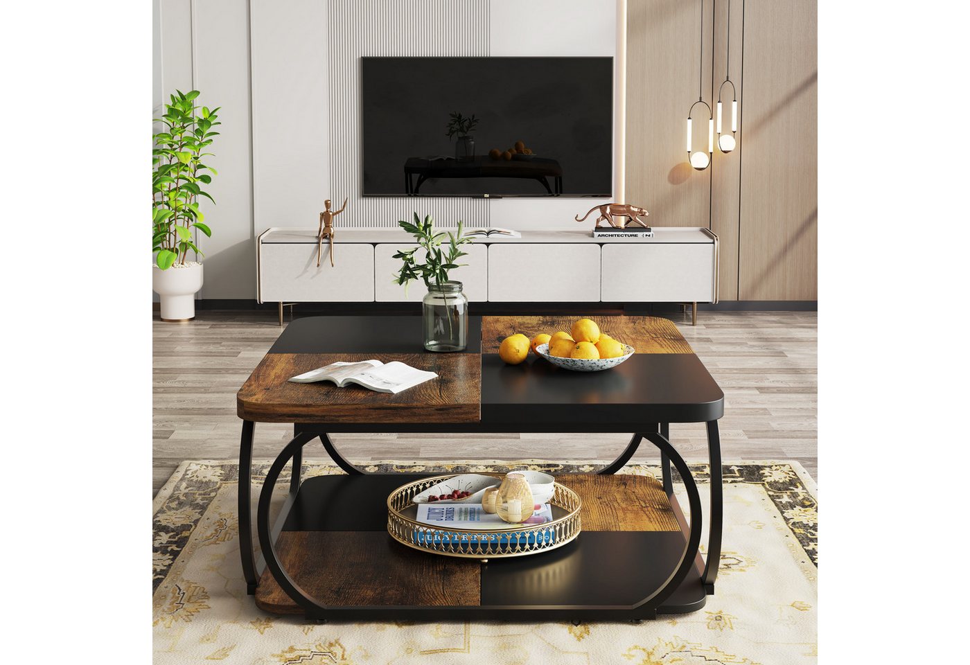 Tribesigns Couchtisch Wohnzimmertisch Quadratisch, 100 x 100 x 50 cm – Bild 3 von 5
