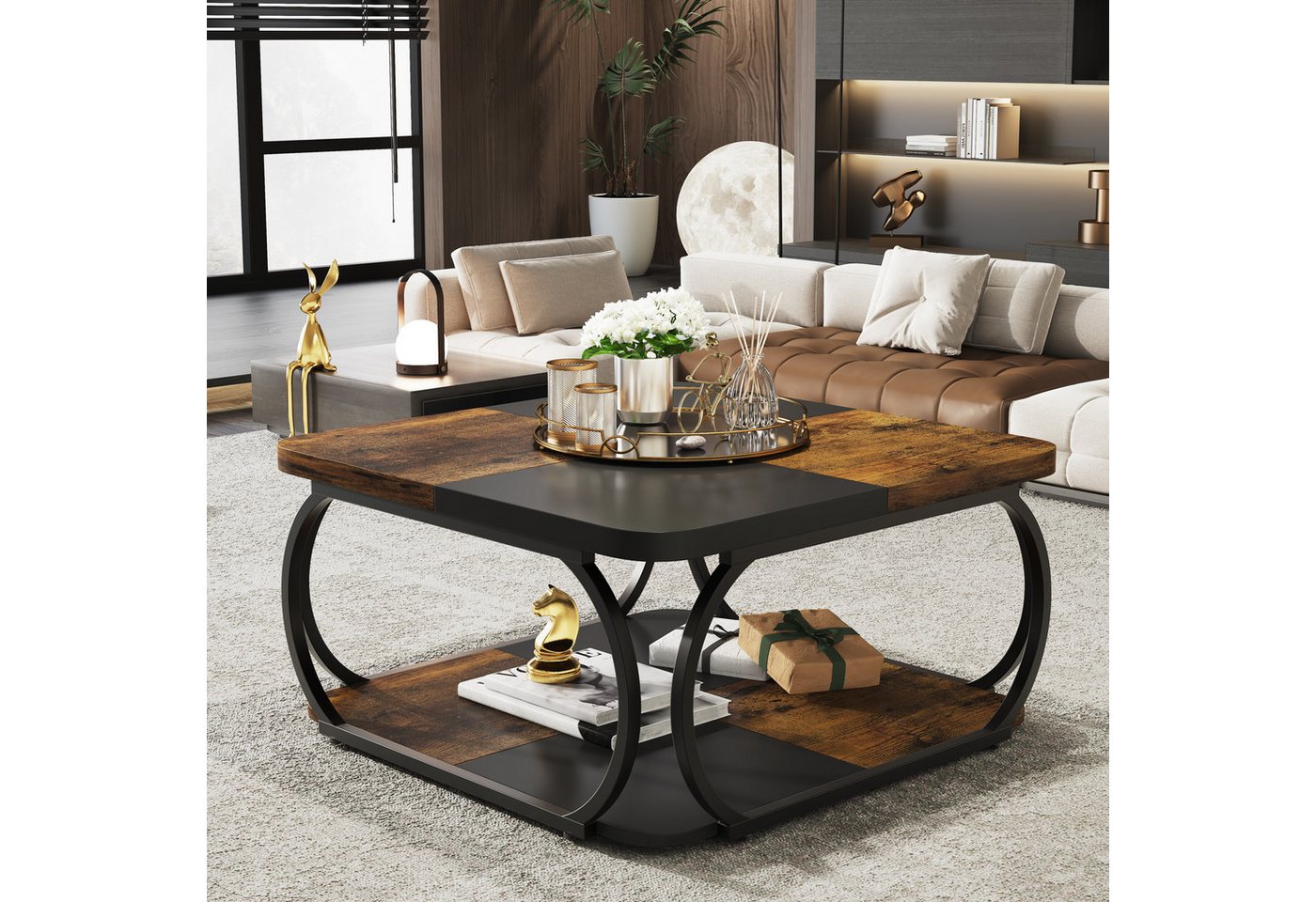 Tribesigns Couchtisch Wohnzimmertisch Quadratisch, 100 x 100 x 50 cm – Bild 4 von 5