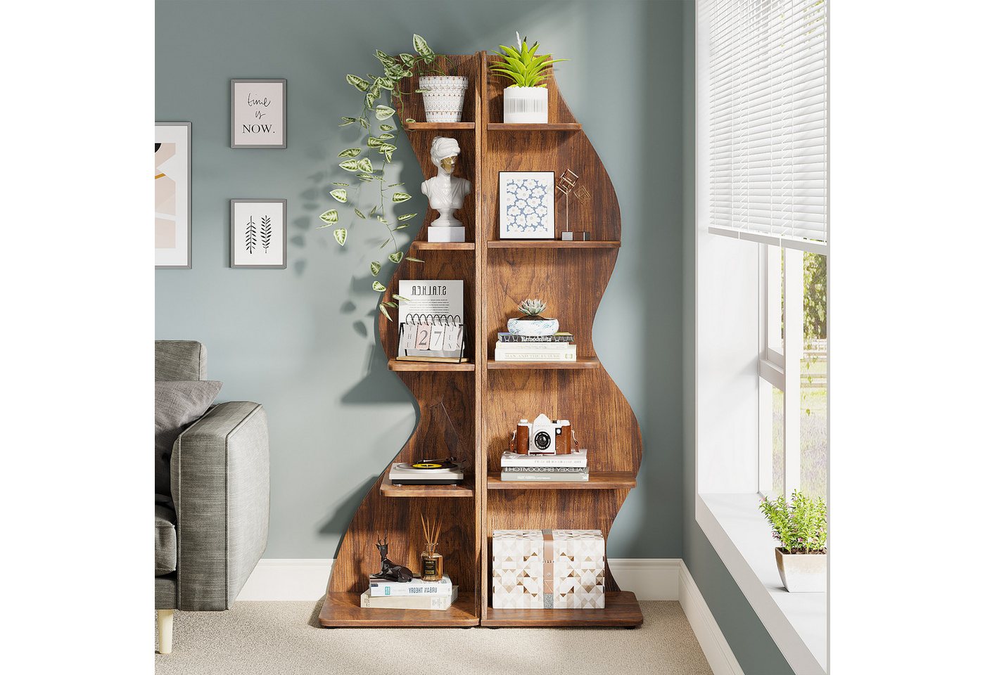 Tribesigns Eckregal 5-stöckiges Wand-Eck-Bücherregal, Ecke Bücherregal Aufbewahrungsregal – Bild 3 von 5