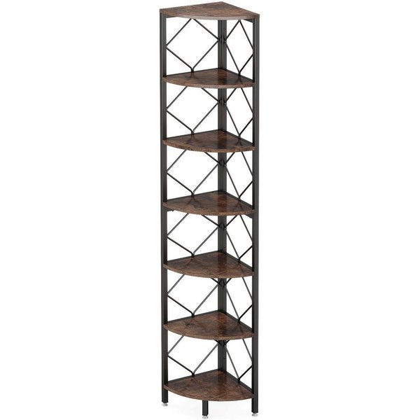 Tribesigns Eckregal 7-Ebenen Eckregal, 200cm extra hohes Eck-Bücherregal