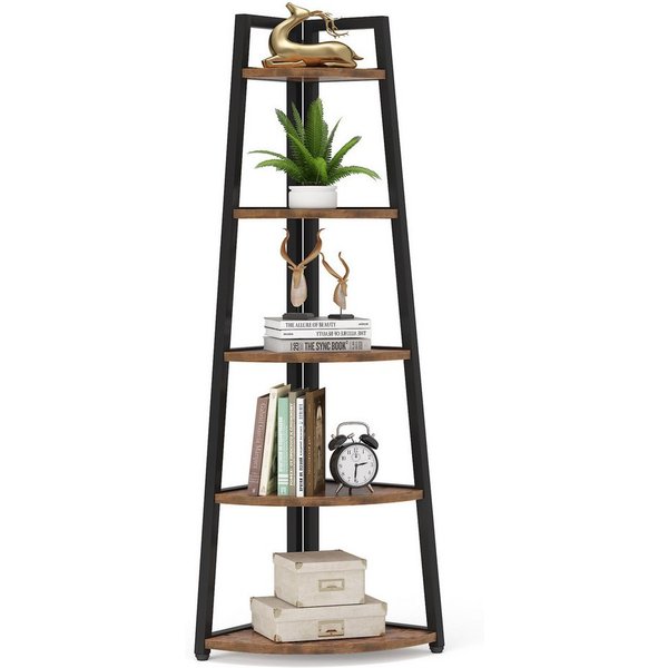 Tribesigns Eckregal Bücherregal, 178cm hohes Eckregal mit 5 Ebenen, Standregal