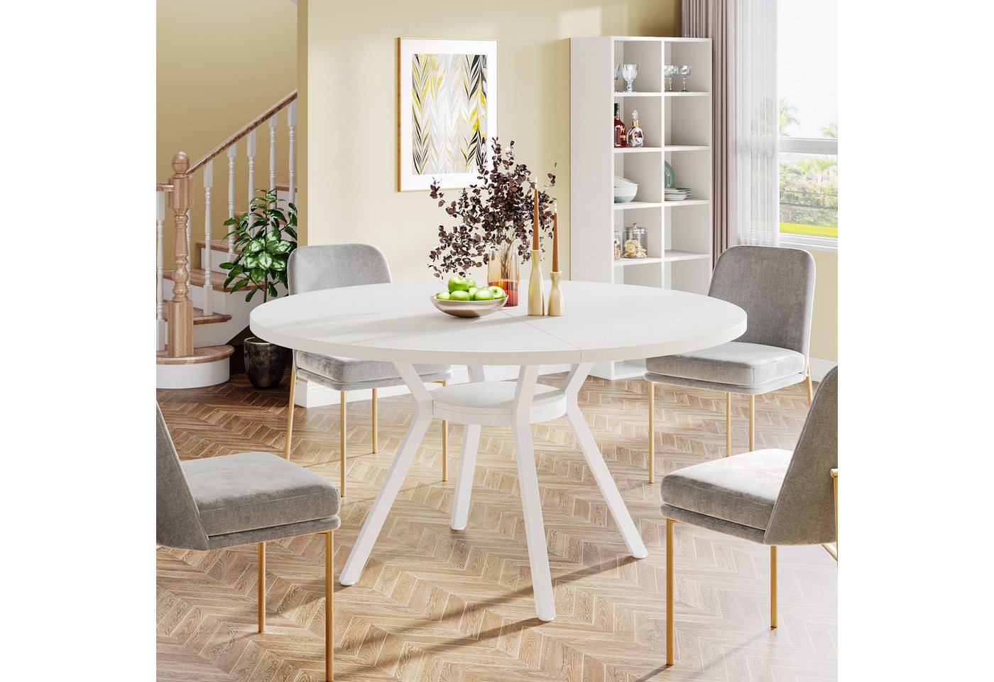 Tribesigns Esstisch 120x120cm Moderner Runder Küchentisch für 4 Personen – Bild 2 von 5
