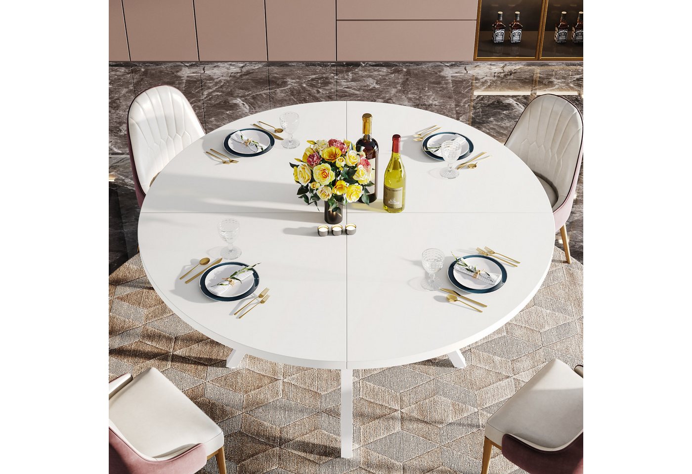 Tribesigns Esstisch 120x120cm Moderner Runder Küchentisch für 4 Personen – Bild 4 von 5