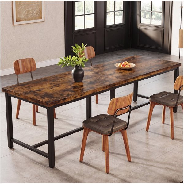 Tribesigns Esstisch Holz, Rechteckiger Esszimmertisch für 8-10, Industrieller Küchentisch (200 x 60 x 75 cm), großer rustikaler Esstisch mit robusten Metallbein