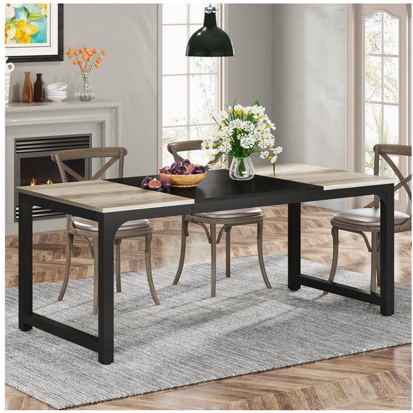 Tribesigns Esstisch rechteckiger 160/180x80 cm, industrieller Küchentisch für 4-6 Personen (1 x Esstisch 1 x Zubehörpaket 1 x Anleitung), für Esszimmer, Küche, 