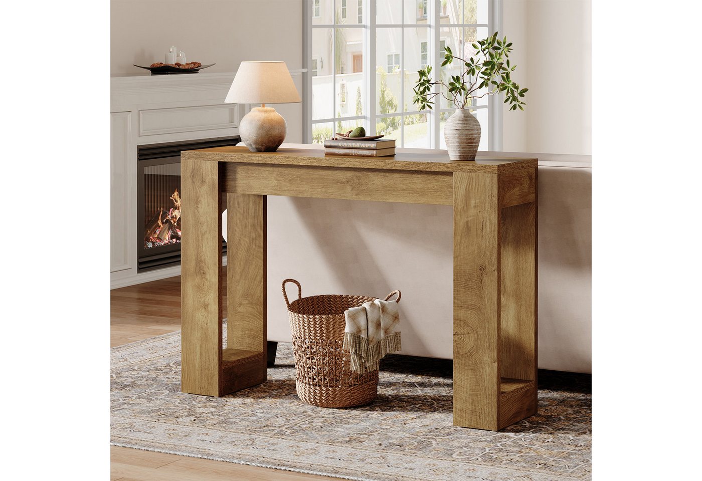 Tribesigns Konsolentisch 105 cm Flurtisch, Eingangstisch mit Stauraum, Sofatisch aus Holz – Bild 3 von 5